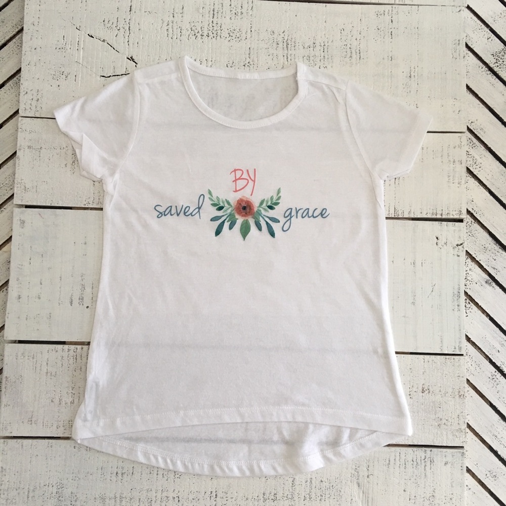Girls Saved By Grace HiLo Tee by Holy Haus